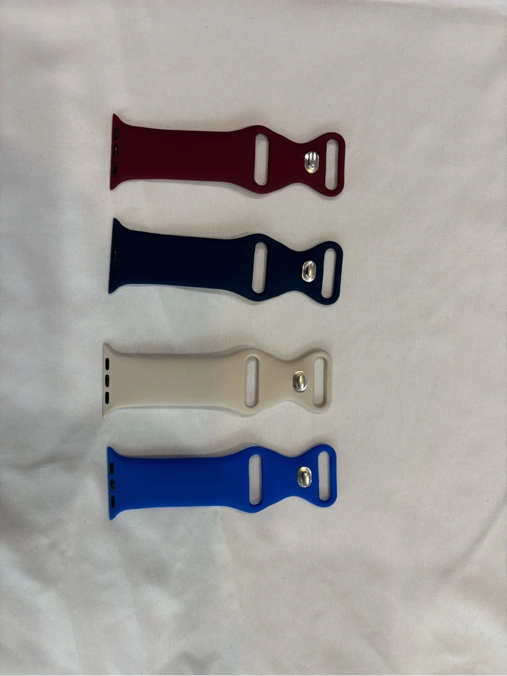 Silicone Apple Watch Bands - Maroon, Navy, Cream, Royal Blue Set of 4 38mm